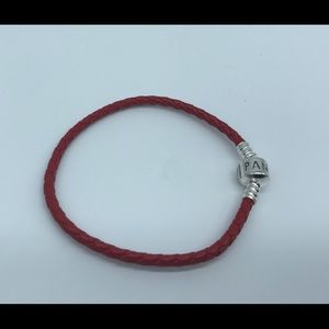 Pandora, 20CM Red Braided Leather Bracelet